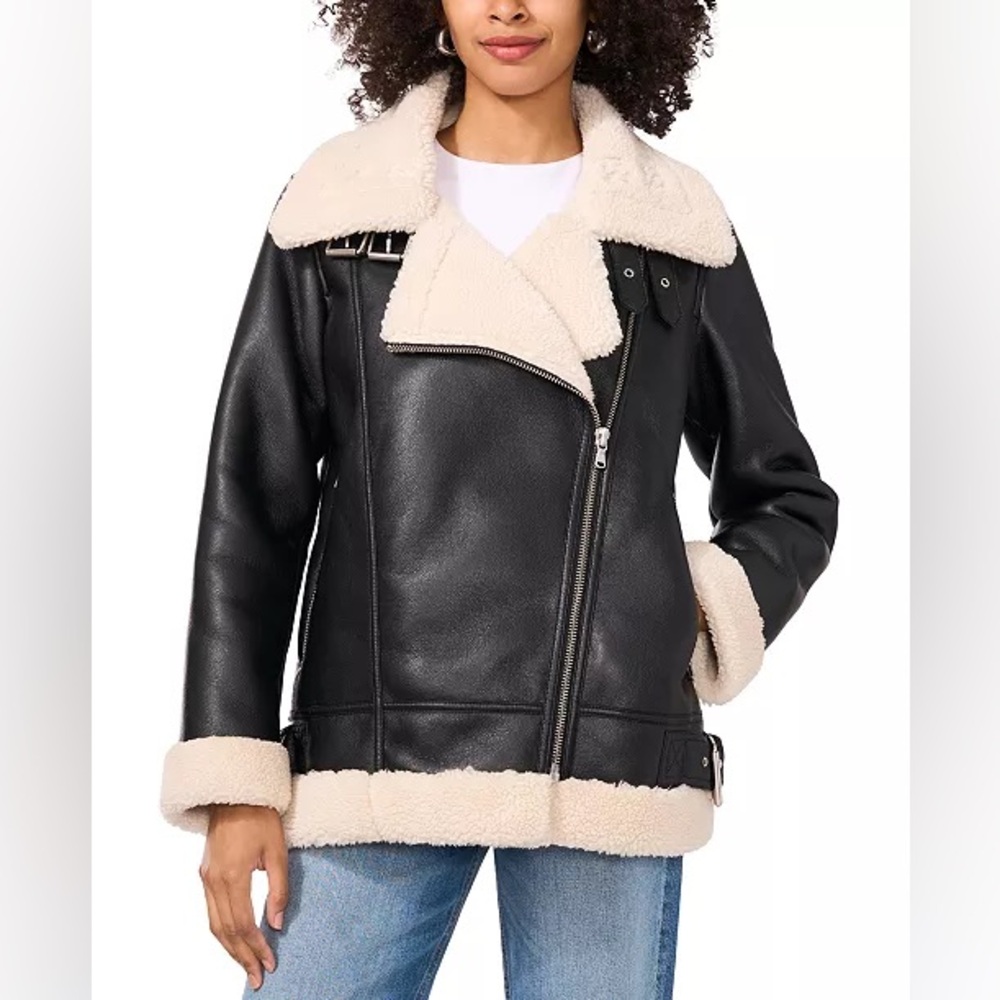 Vince Camuto Black and Cream Teddy Jacket